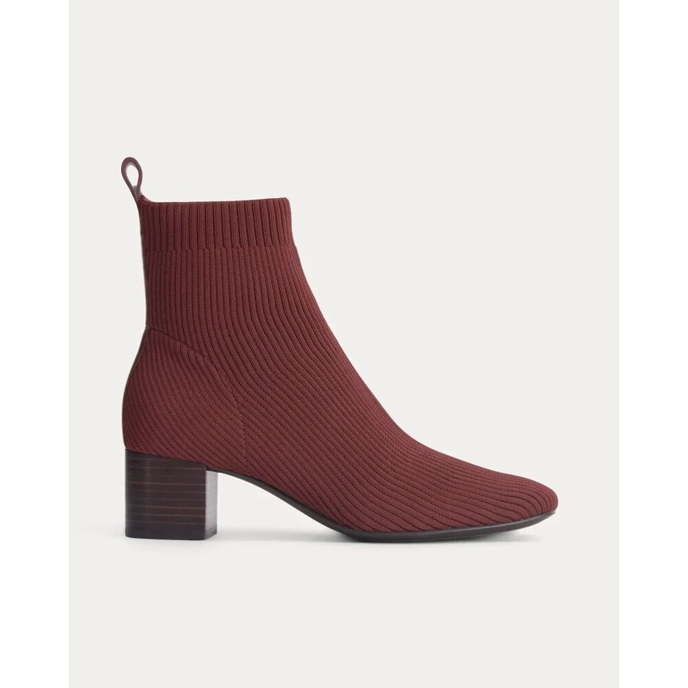 Everlane Burgundy Glove Boots Women's 7 Knit Sock Ankle Height Minimalist NEW
